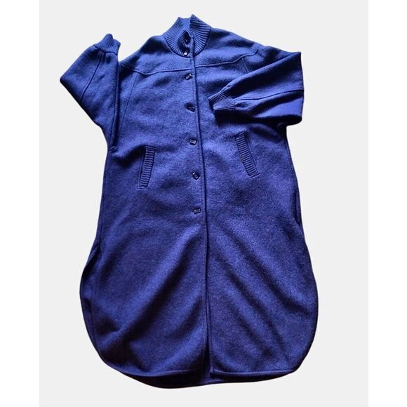 BEAUTIFUL Geiger 100% Wool Vintage Full Length Overcoat Sweater Jacket 42 - Picture 3 of 16